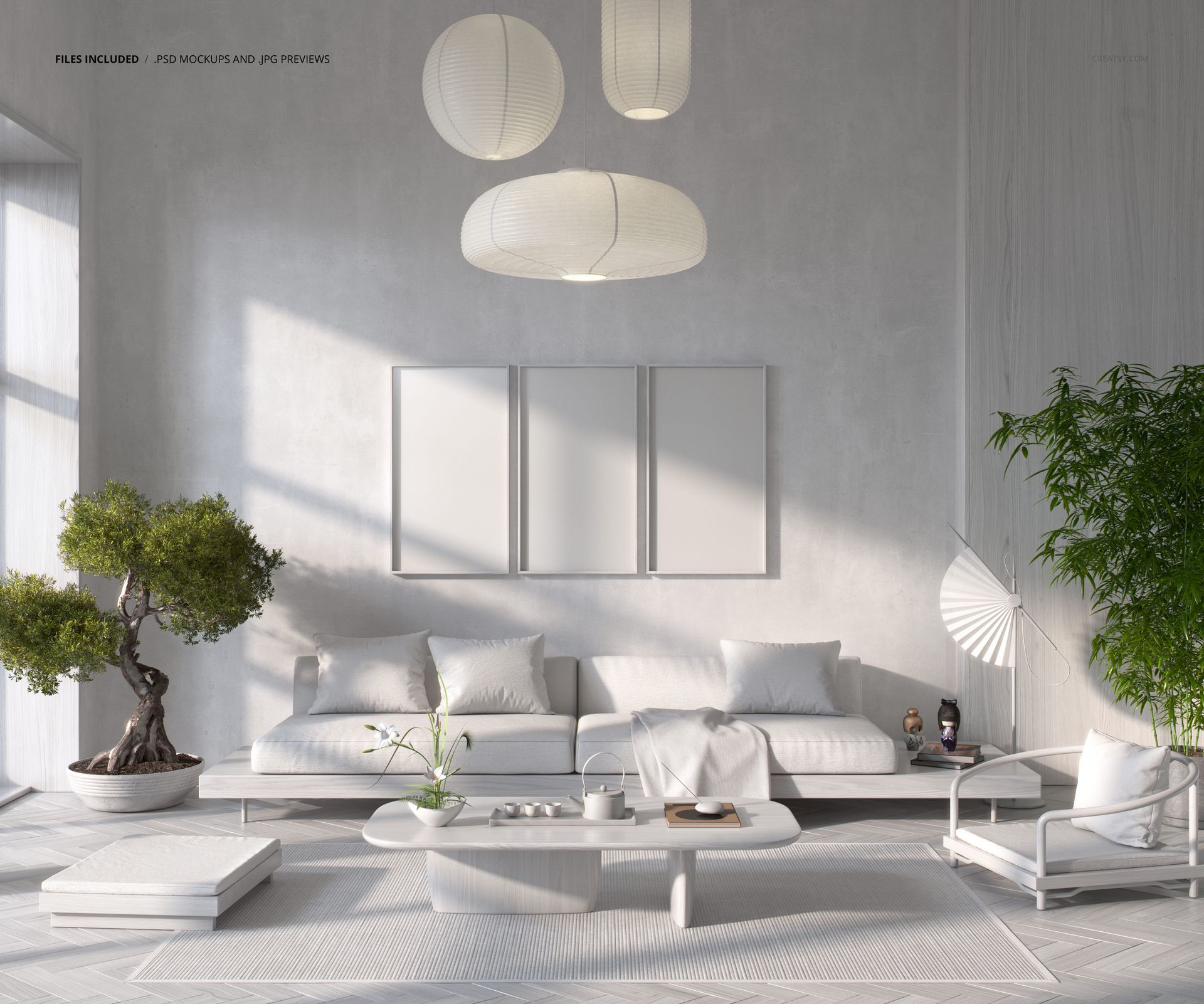 Japandi Style Living Room Mockup - mockup screenshot 2