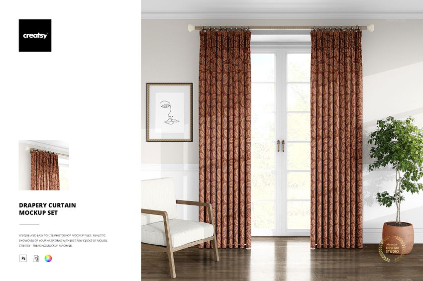 Drapery Curtain Mockup Set - mockup screenshot 1