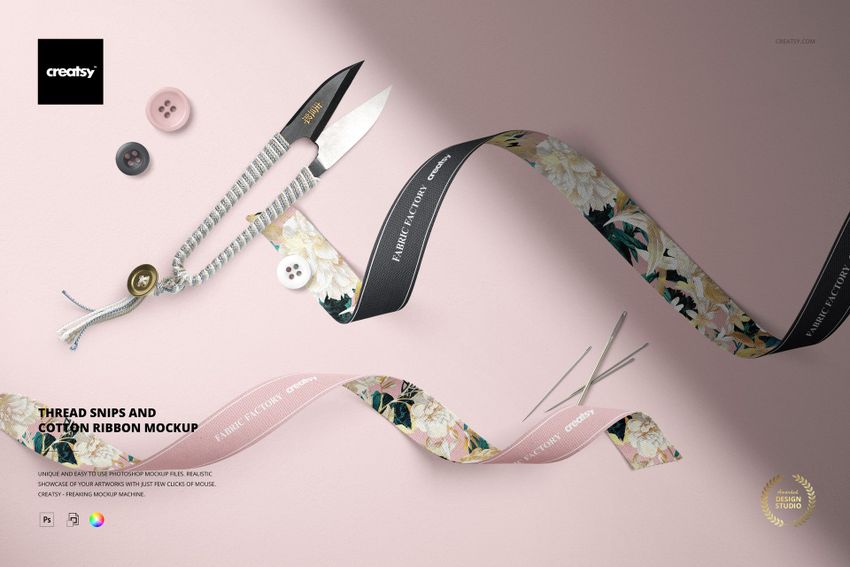 Thread Snips and Cotton Ribbons Mockup - mockup screenshot 1