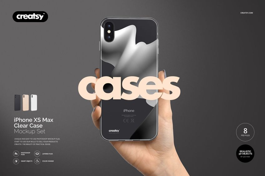 iPhone XS Max Clear Case Mockup Set - mockup screenshot 1