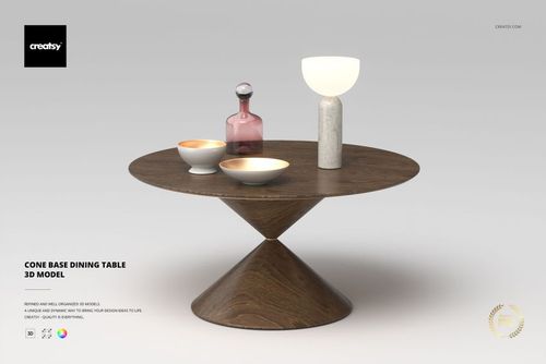 Cone Base Dining Table 3D Model - mockup preview 1