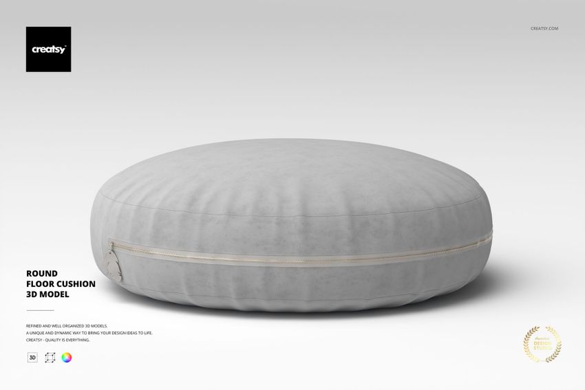 Round Floor Cushion 3D Model - mockup screenshot 1