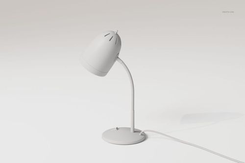 Modern bedside lamp with a rounded shade and flexible neck, shown in a neutral white color on a plain background.