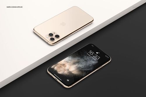 iPhone 11 Pro PSD mockup featuring one phone with a starry screen and another with the rear cameras visible.