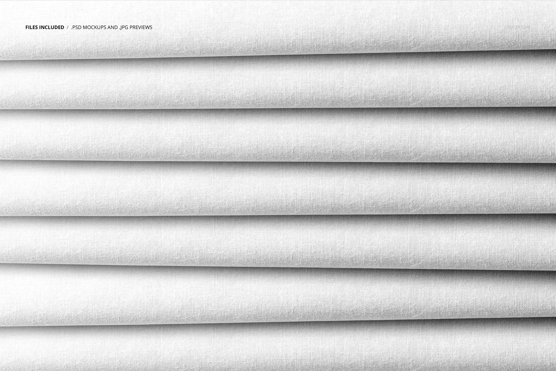 Fabric stack mockup with multiple layers of white cloth, highlighting the weave and shading from above.