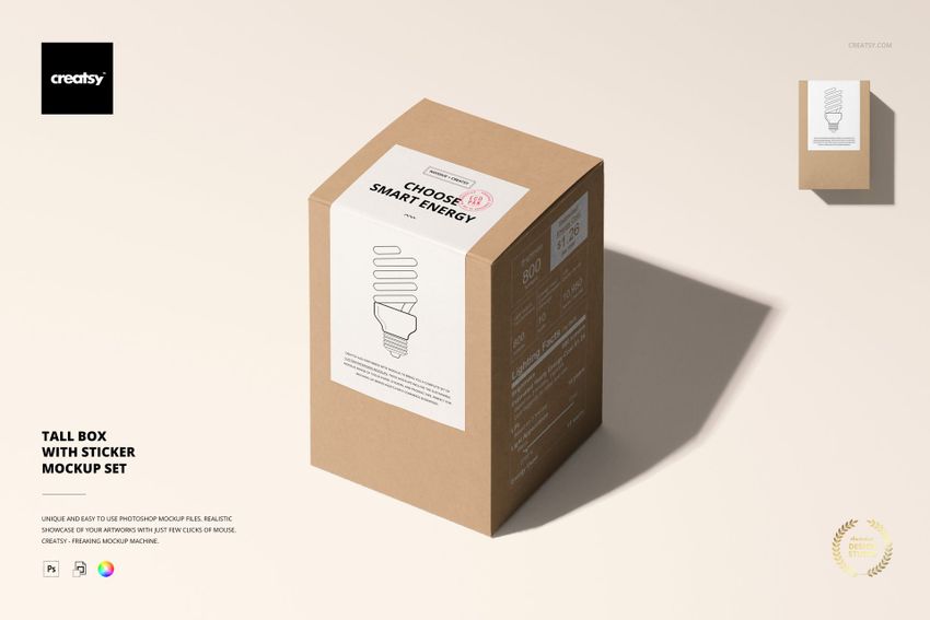 Tall Box with Sticker Mockup Set - mockup screenshot 1