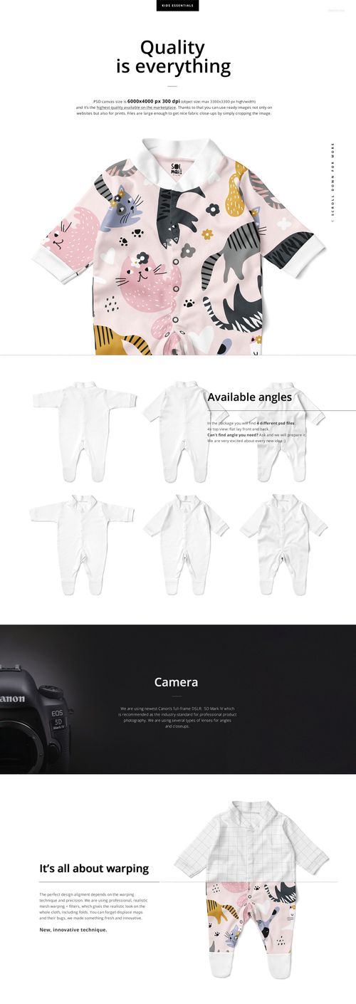 Babygrow sleepsuit mockup featuring a long-sleeve infant onesie with playful animal patterns, front view on white background.