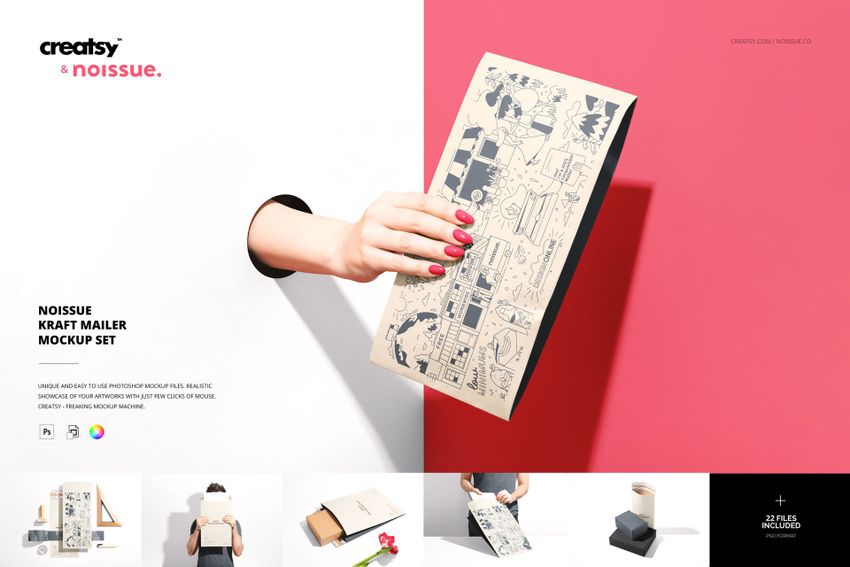 Noissue Kraft Mailer Mockup Set - mockup screenshot 1