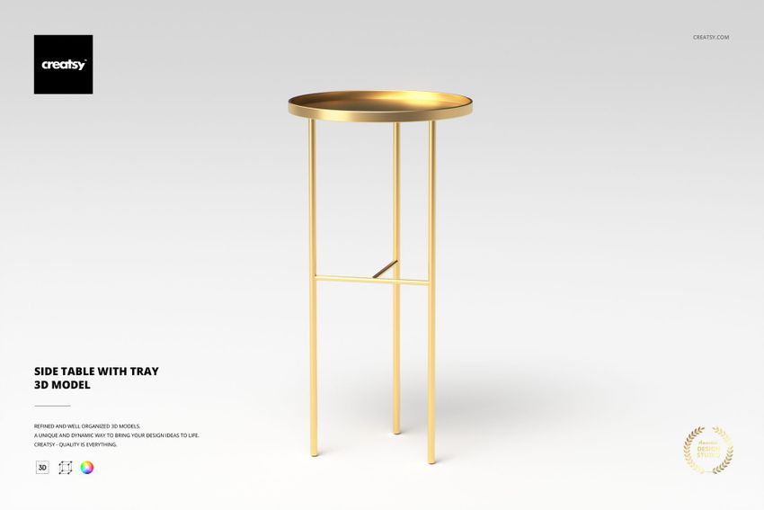 Side Table With Tray 3D Model - mockup screenshot 1