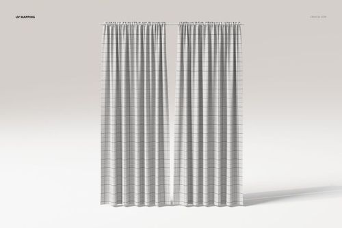 Front view of two rod pocket curtains with a subtle grid pattern, displayed against a plain light background.