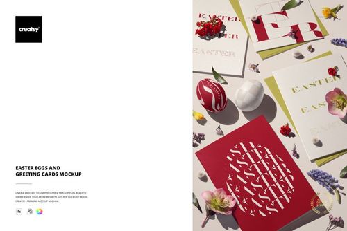 Easter Eggs and Greeting Cards Mockup - mockup preview 1
