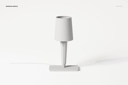 Front view of a minimalist table lamp with a conical base and cylindrical shade, rendered in solid white on a plain background.
