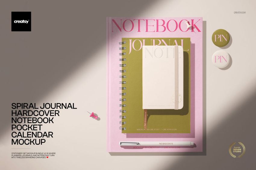 Spiral Journal Hardcover Notebook Pocket Calendar Mockup - mockup screenshot 1