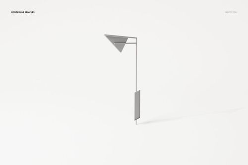 Geometric Art Deco wall lamp with angular metal shade and slim vertical support, shown on a white background.