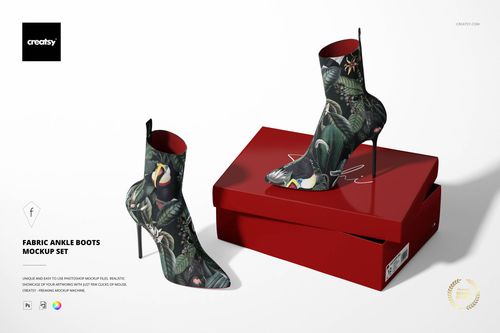Fabric Ankle Boots Mockup Set - mockup preview 1
