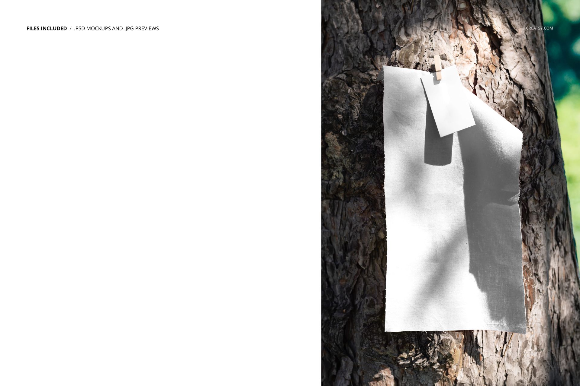 Fabric Swatch Pinned to Tree Mockup - mockup screenshot 2