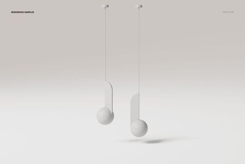 Front view of two modern globe pendant lights with minimalist white spherical shades and vertical panels, suspended against a light background.