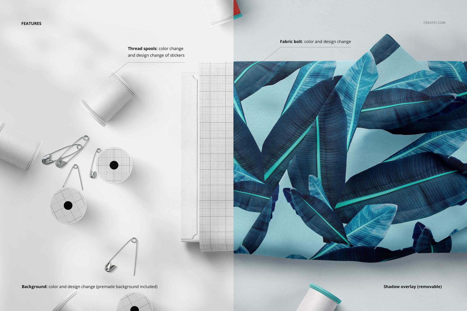 Thread Spools and Fabric Bolt Mockup - mockup screenshot 3