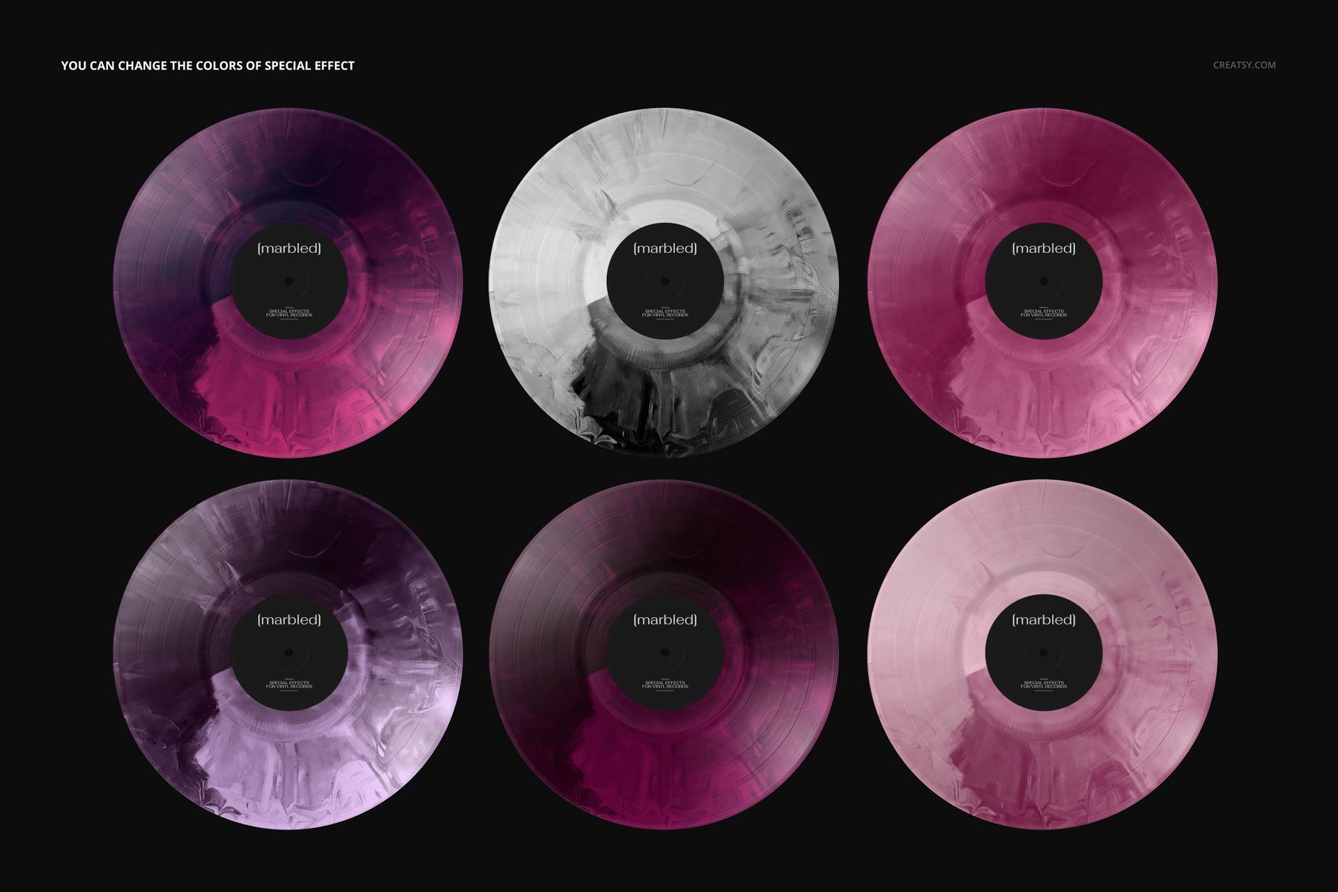 Marbled Effect Vinyl Record & Cover v.5 Mockup - mockup screenshot 4