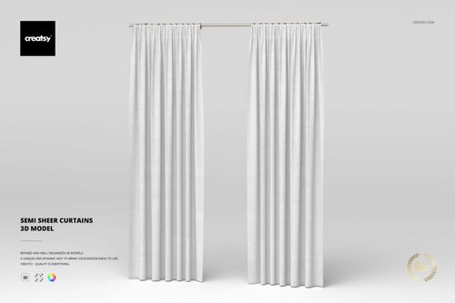 Semi Sheer Curtains 3D Model - mockup preview 1