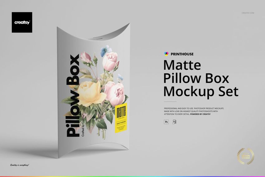 Matte Pillow Box Mockup Set - mockup screenshot 1