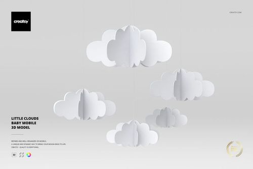 Little Clouds Baby Mobile 3D Model - mockup preview 1