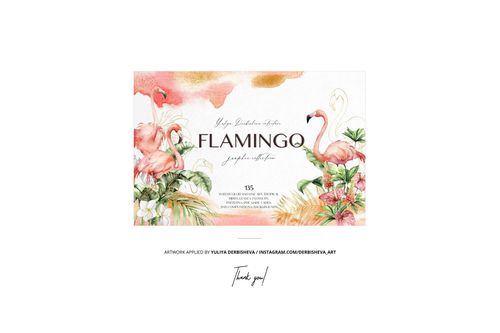 Front view of a baby sleeping bag mockup with a tropical flamingo design, featuring pink birds and green foliage.