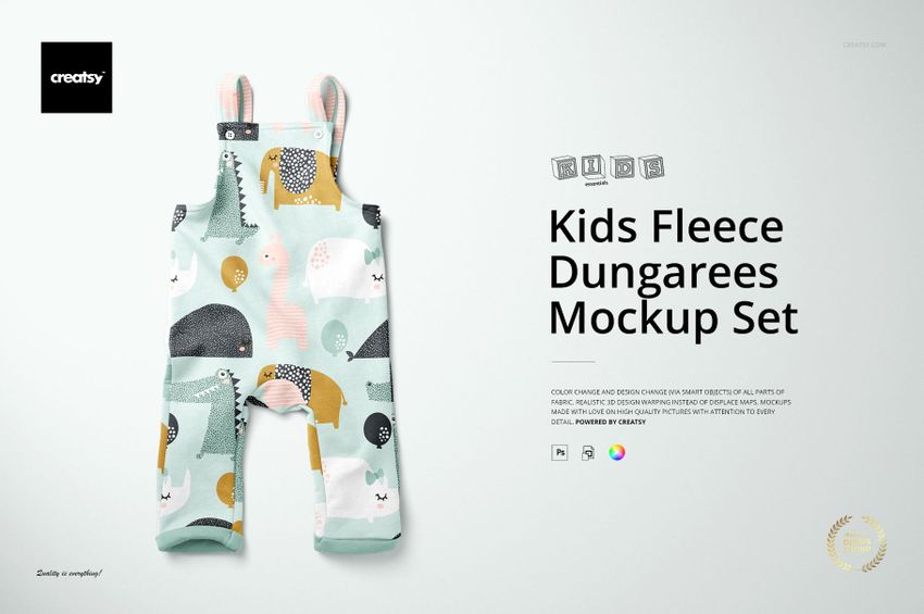 Kids Fleece Dungarees Mockup Set (9/KEv.1) - mockup screenshot 1