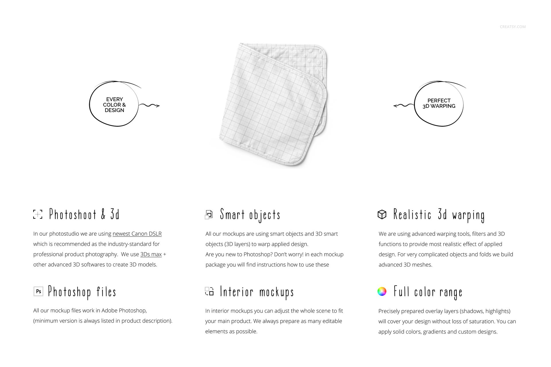 Square minky burp cloth with a subtle grid pattern, shown from a top view on a white background in a mockup scene.