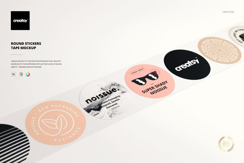 Round Stickers Tape Mockup - mockup screenshot 1