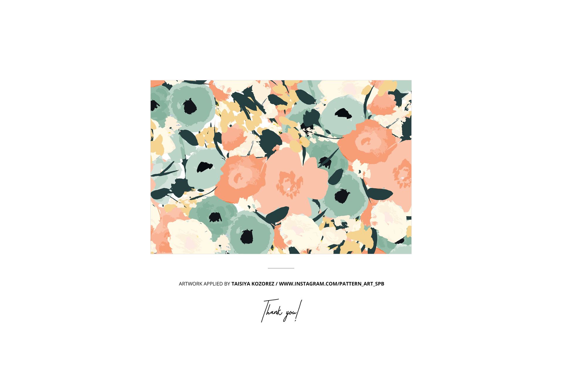 Front view of a baby growsuit PSD mockup featuring a floral pattern in pastel shades of peach, green, and cream.