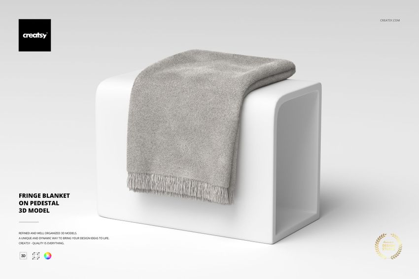 Fringe Blanket on Pedestal 3D Model - mockup screenshot 1