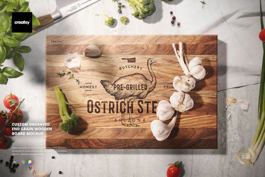 Custom Engraved End Grain Wooden Board Mockup - mockup screenshot 1