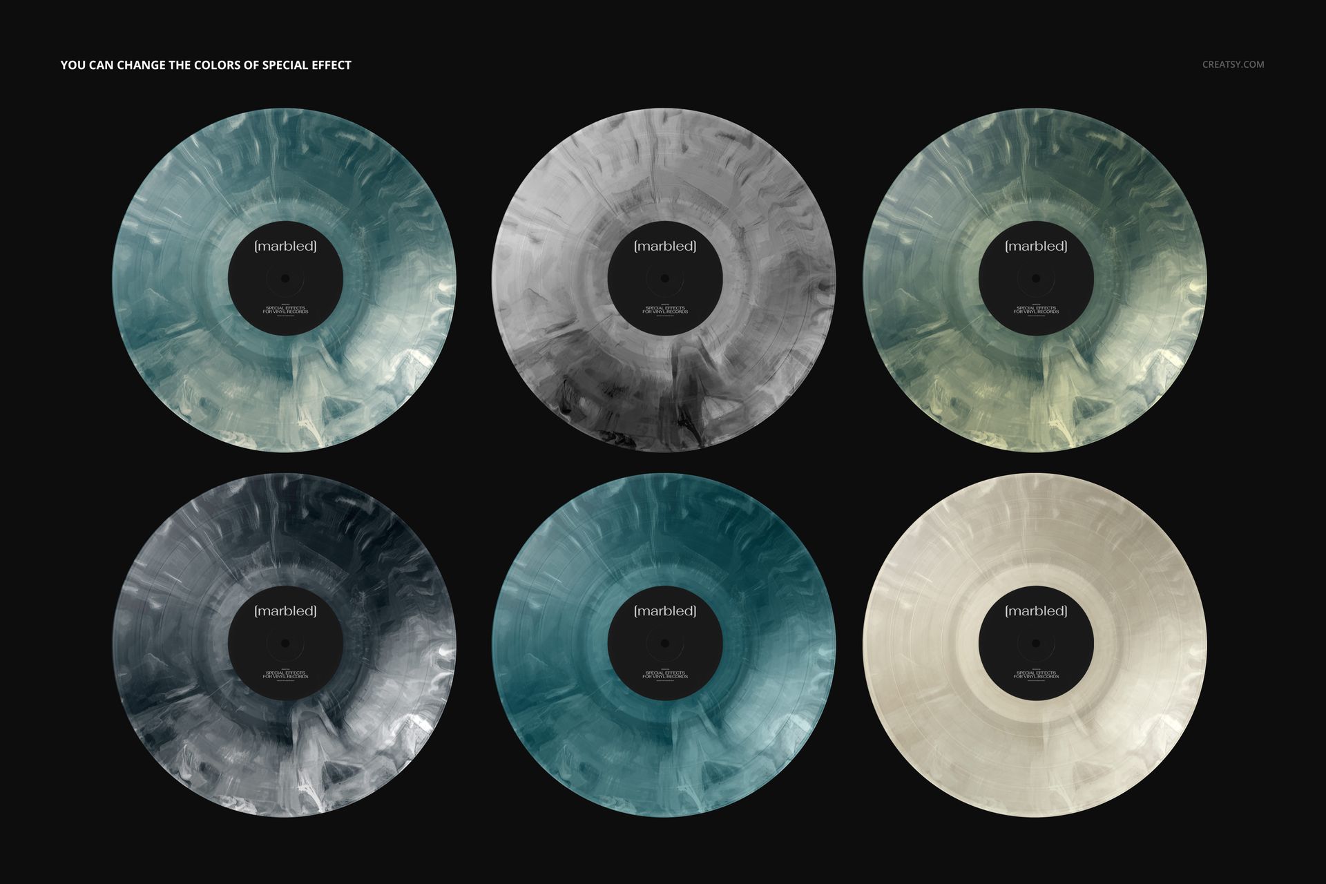 Marbled Effect Vinyl Record & Cover v.9 Mockup - mockup screenshot 4