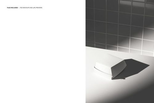 Single white burger box mockup shown from a side angle on a plain countertop with gray tiles in the background.