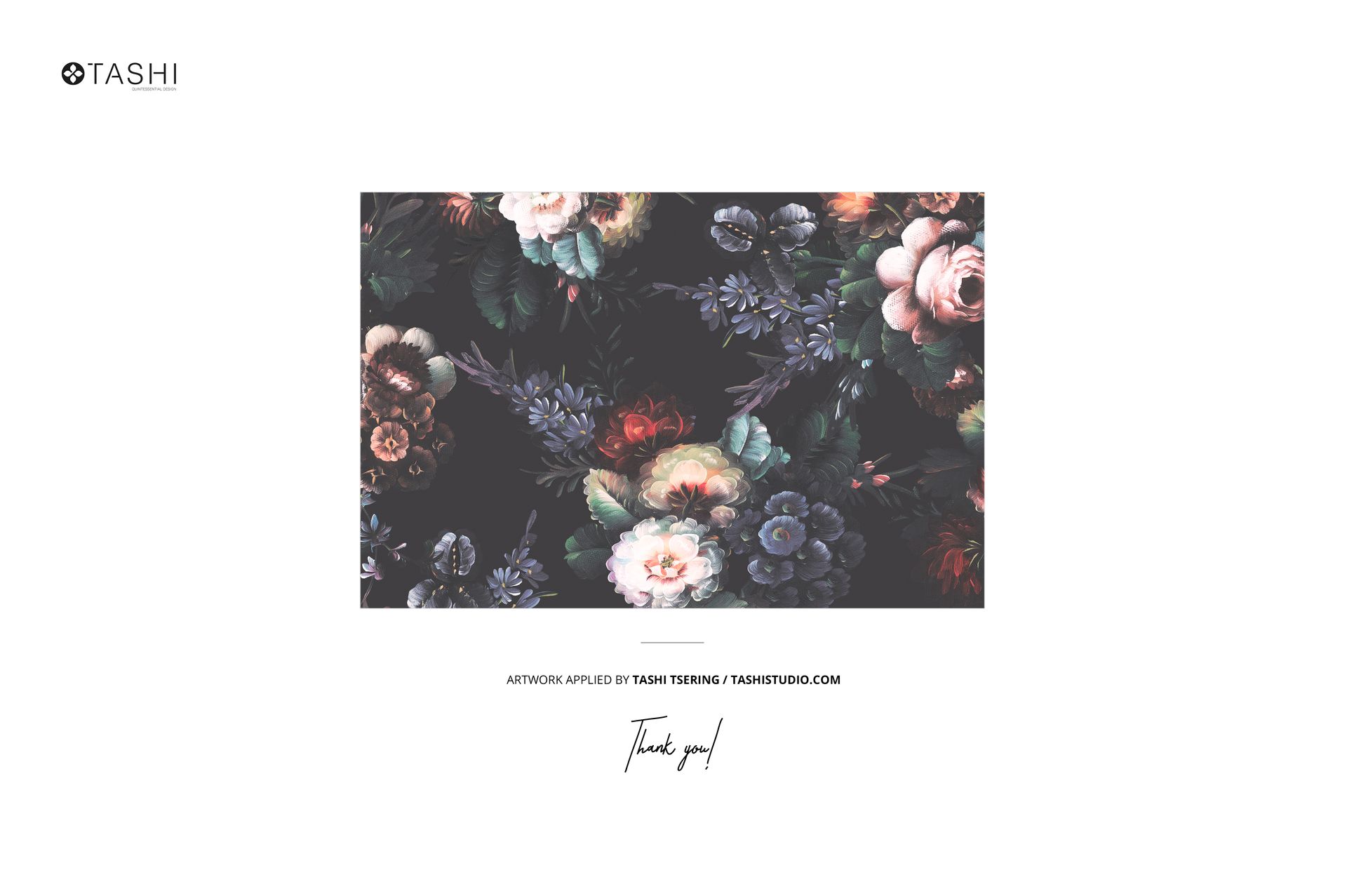 Detailed mockup of a linen curtain with vibrant floral designs, shown from the front against a white backdrop.