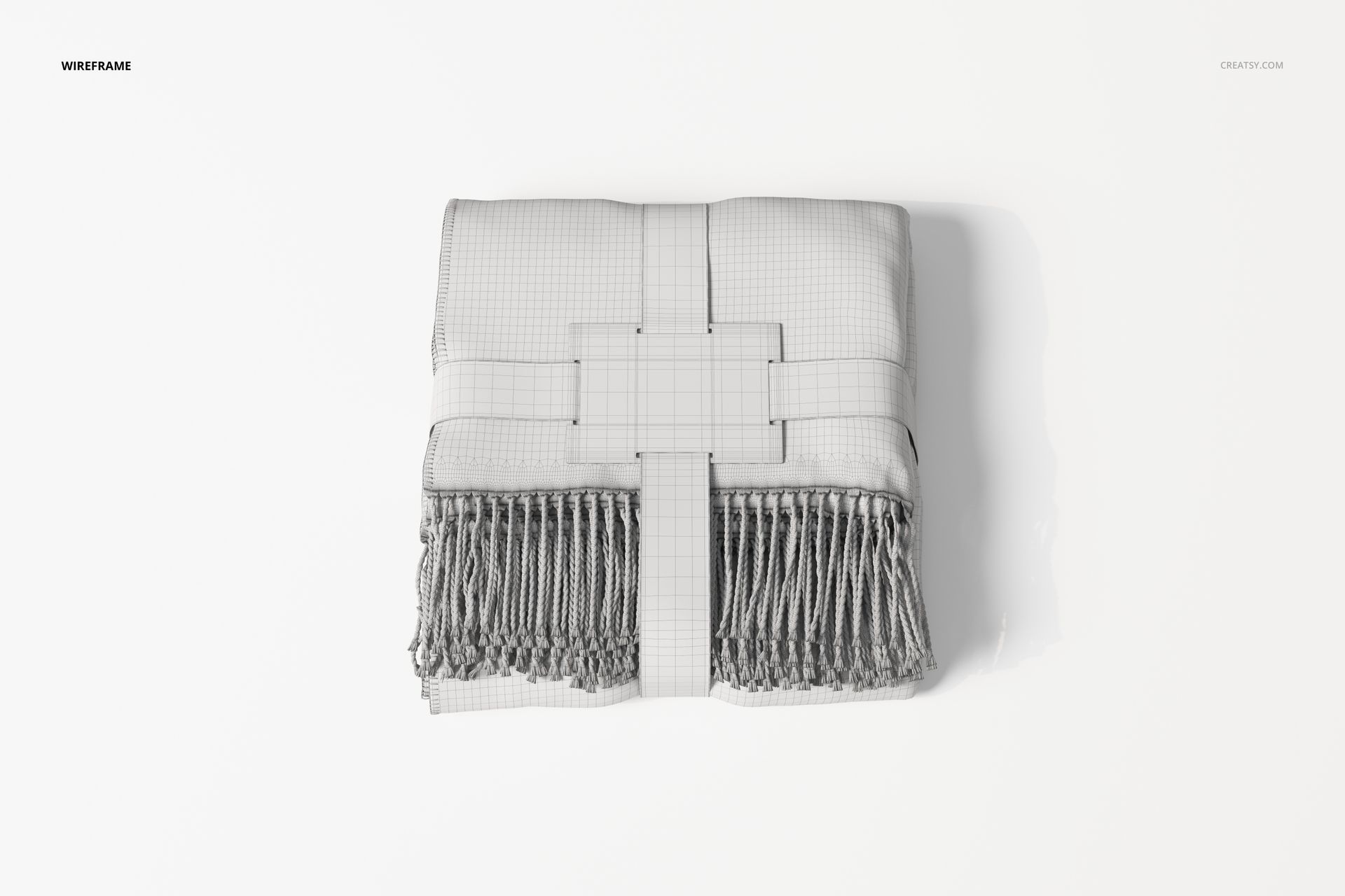 Folded Fringe Blanket with Label 3D Model - mockup screenshot 6