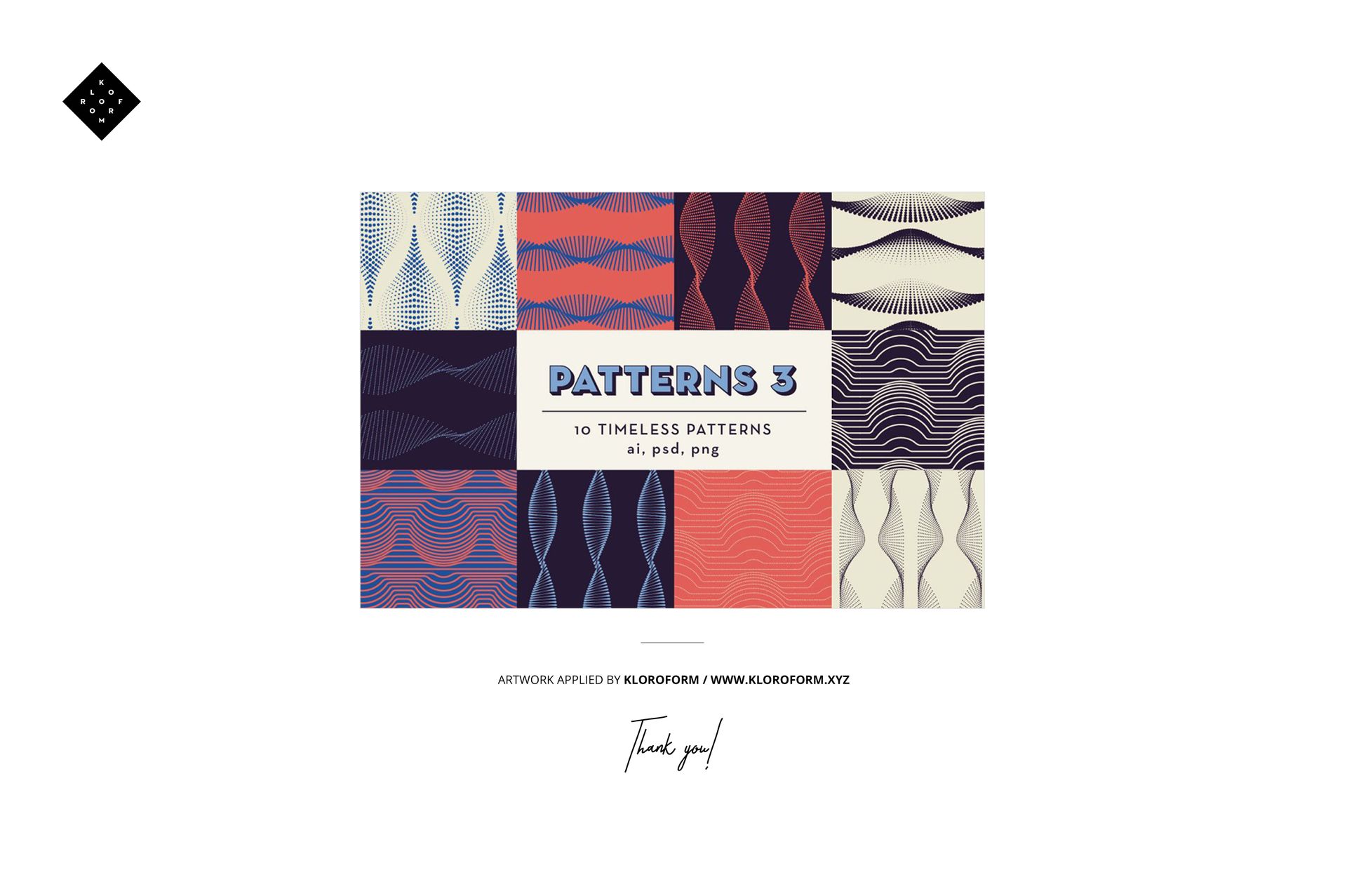 PSD mockup featuring ten fabric swatches with assorted modern patterns and colors, displayed on a white background.