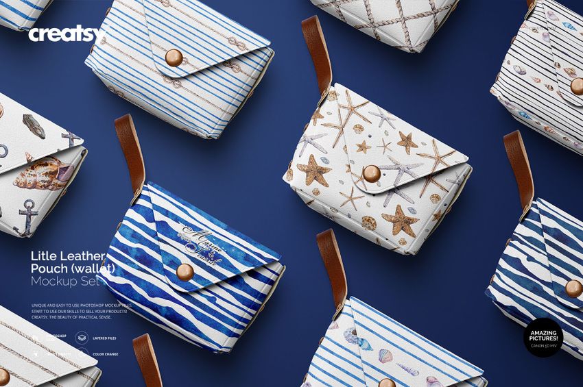 Little Leather Pouch Wallet Mockup Set - mockup screenshot 1