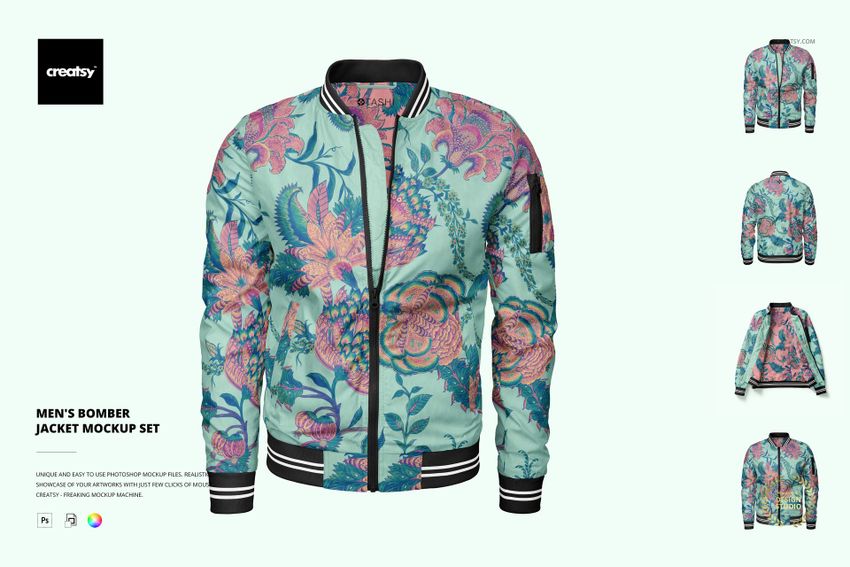 Men's Bomber Jacket Mockup Set - mockup screenshot 1