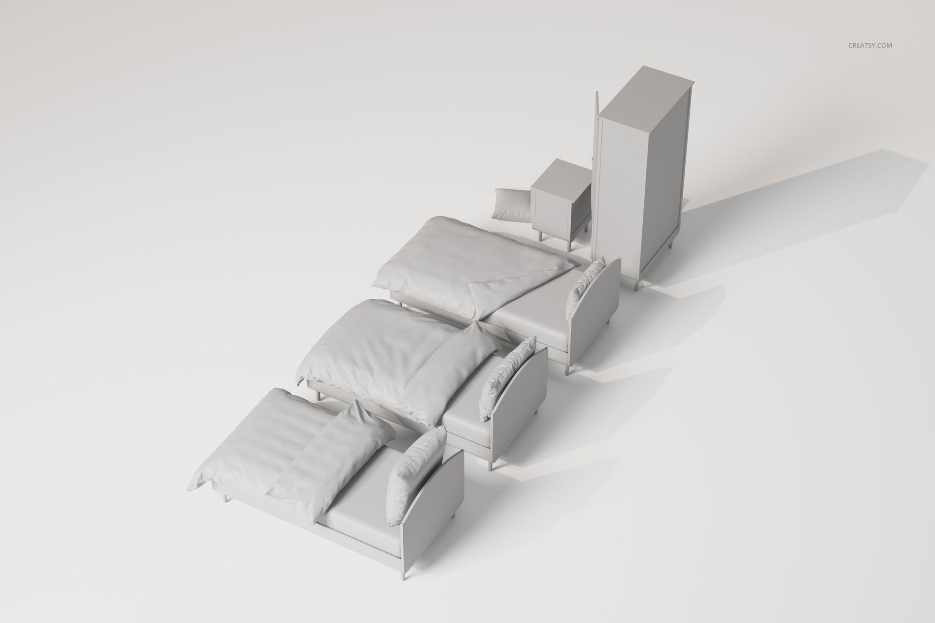 Kids Bedroom Furniture & Bedding Set 2 3D Model - mockup screenshot 4