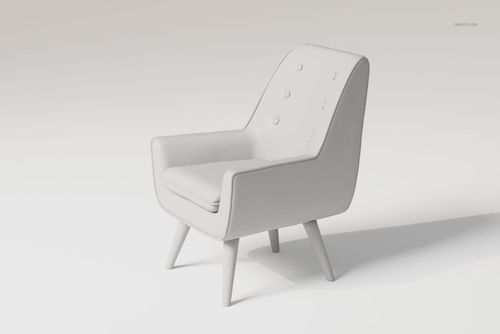 Modern corner chair with wooden legs, upholstered in smooth white fabric, shown from a front angle on a plain background.