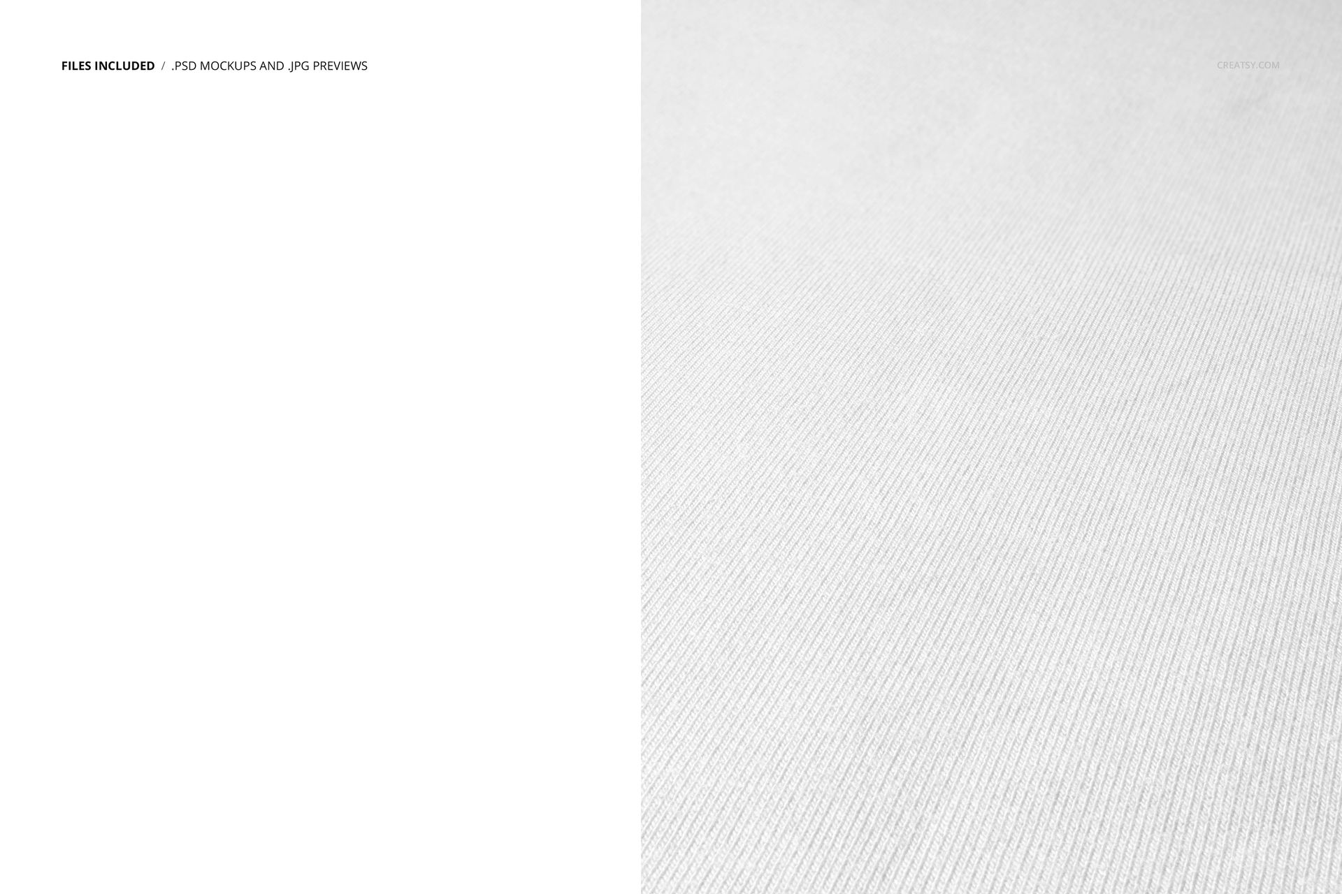Angled view of a white jersey fabric mockup showing fine knit texture and subtle shadowing on a plain surface.