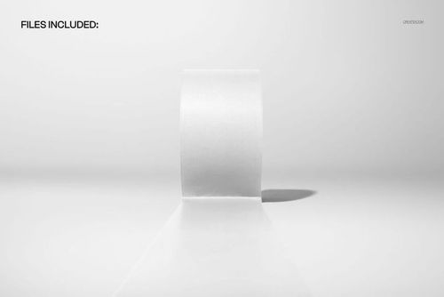 Wide unrolled tape mockup shown from a low angle, featuring a smooth white surface and minimal background.