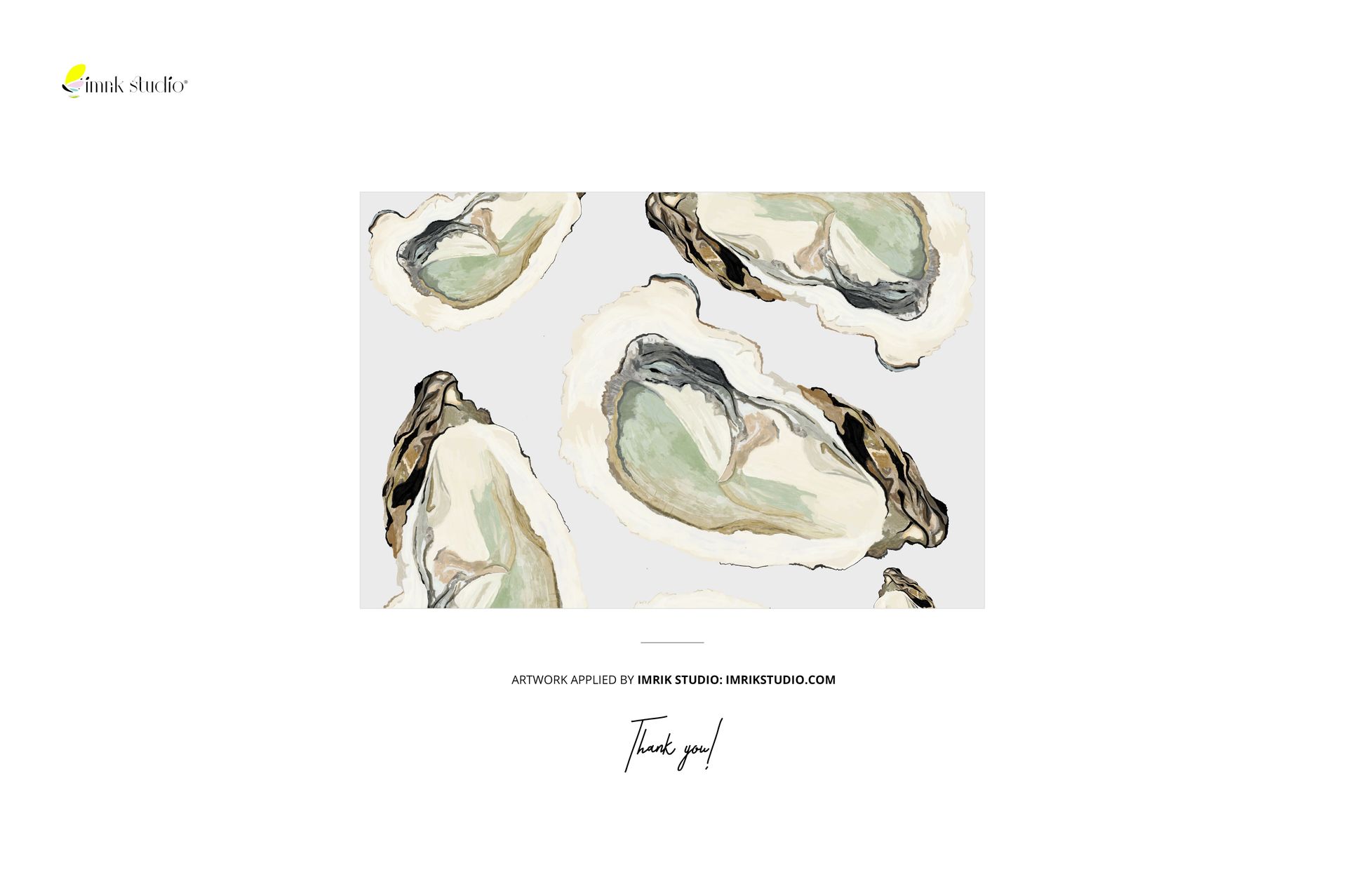 Spiral planner mockup featuring a watercolor oyster shell pattern on the cover, shown from a front view.