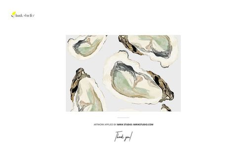 Spiral planner mockup featuring a watercolor oyster shell pattern on the cover, shown from a front view.