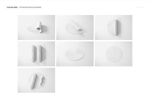 Knitted round rug mockup set displayed on a white background, showing various angles and folded rug views.