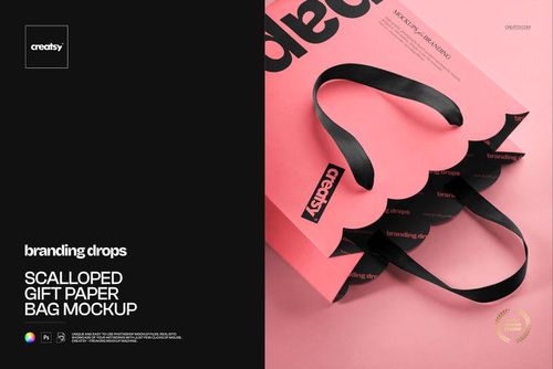 Scalloped Gift Paper Bag Mockup - mockup preview 1