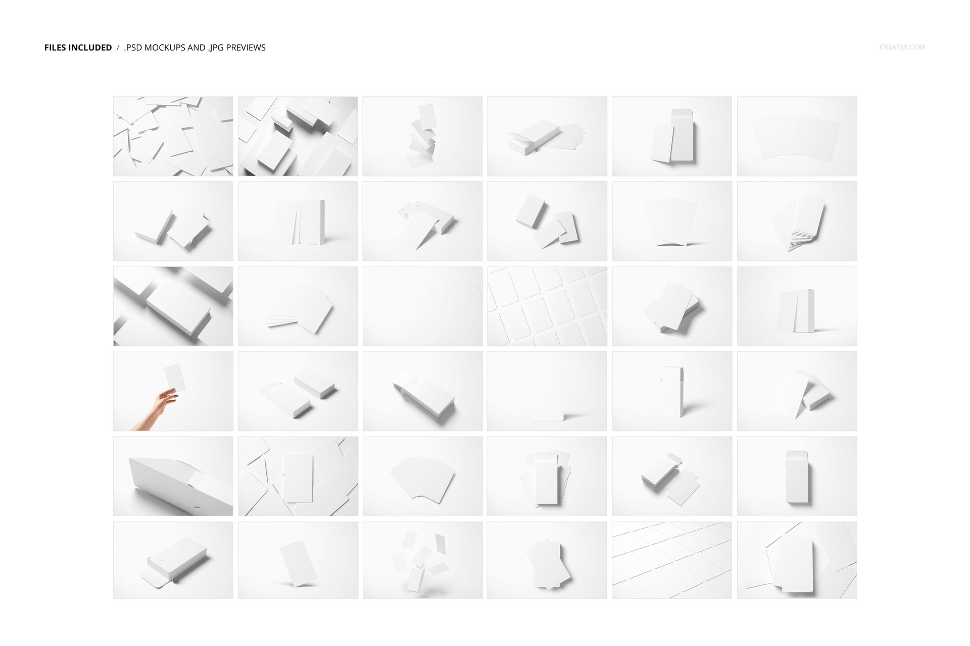 Set of tarot card mockups displayed in a grid, showing various white card shapes and arrangements on a light background.