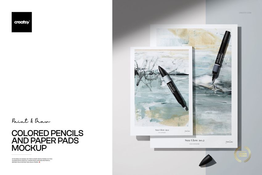 Colored Pencils and Paper Pads Mockup - mockup screenshot 1